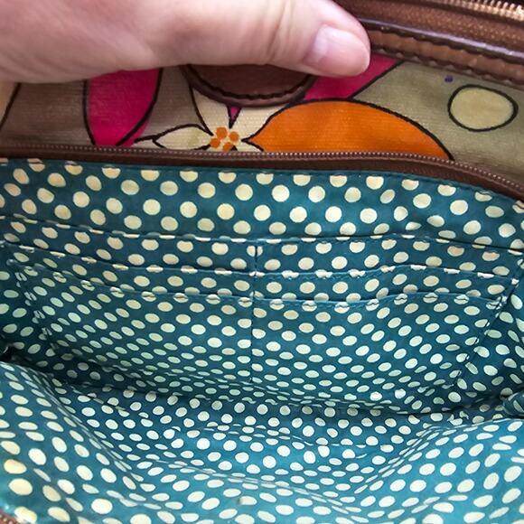 Fossil Key Per Coated Canvas Orange Fruit Print Crossbody Shoulder Bag - Picture 10 of 10